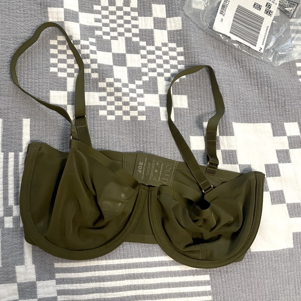 Cuup The Balconette mesh bra in Moss 30F